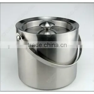 Double Walls Wine Bottle Cooler Beer Ice Bucket Stainless Steel Ice Pail thumbnail-1