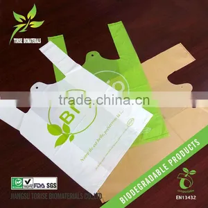 Wholesale Accept Custom Printed Certified Biodegradable Plastic T-shirt Bag thumbnail-4