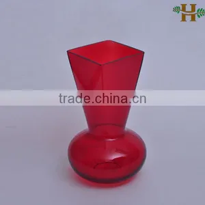 Hand Blown Red Glass Vases for Flower Arrangements thumbnail-1
