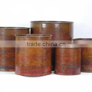 Copper Planters With Hammered Finish ,assorted Sizes and Shape Availabe Customised Feature thumbnail-2