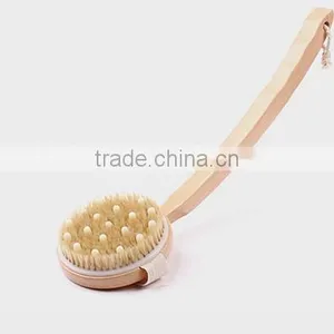 Cy301 Extra Long Curved Handle Wooden Back & Bath Brush With Natural Bristle and Massage thumbnail-1