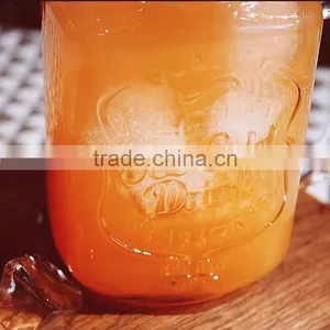 Glass Drinking Mason Jars With Handle and Straw thumbnail-3