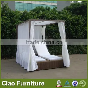 Outdoor Garden Seaside Sunbed Double Lounge Day Bed With Curtain thumbnail-6