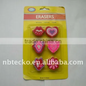Stationery 6pcs Lovely Different Shape Printed Rubber Eraser Set thumbnail-1