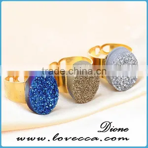 Irregular Natural Gemstone Agate Stone Druzy Rings Hearts thumbnail-6