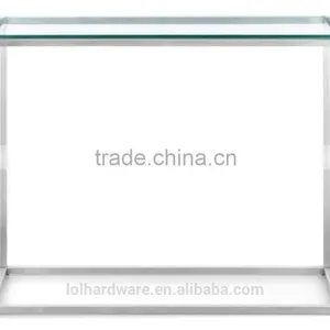 Console Table in Stainless Steel Base and Tempered Glass Top thumbnail-1