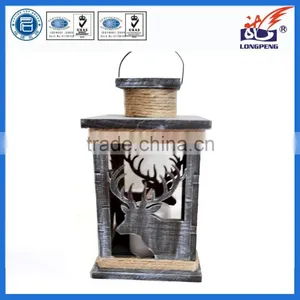 European Style Wooden Christmas Deer Decorative LED Lantern thumbnail-1