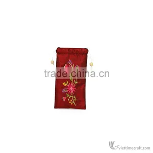 HOT SALE !!! Embroidery Handmade Glasses Bag, Brocade Withdraw Bag, Flower Pattern Handicraft in Vietnam thumbnail-3