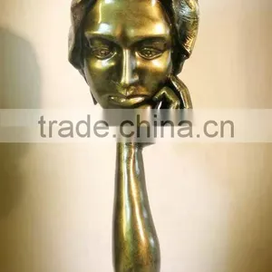 Bronze Female Thinking Bust Sculpture thumbnail-1