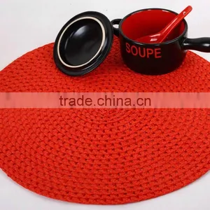 Red Round Placemat/tablemats for Dinner Sets/fabric Placemats thumbnail-1