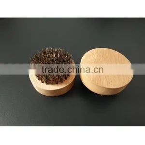 Boar Bristles Brush, Round, Beech Brush, Male Special Beard Brush, Engraving Logo thumbnail-1