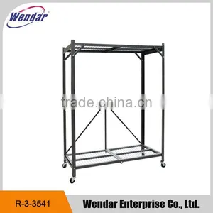 Light Duty Steel Folding Metal Display Storage Rack Shelves With Wheels thumbnail-1