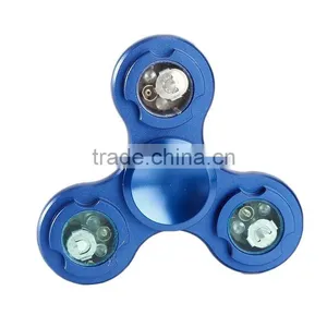 2017 Hot Alloy Hand Spinner Tri Fidget With LED Light Desk Toy EDC Stocking Stuffer Kids/Adults thumbnail-2