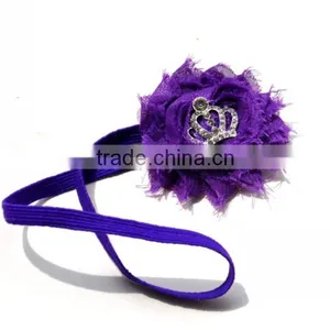 Baby Girls Rhinestone Crown Shabby Chiffon Flower Headband Wholesale thumbnail-4