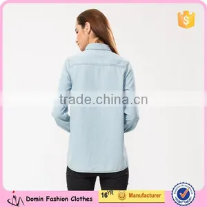 China Wholesale Denim Long Sleeve Point Collar Vintage T Shirt thumbnail-2