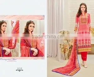 Red Color Readymade Printed Suits/frock Suits for Women/ thumbnail-1