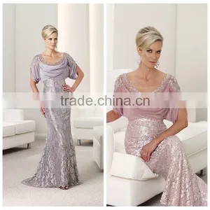 Two Color Lace Bride Sleeve Long Dress for Mother of Groom thumbnail-1