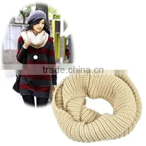 Winter Lady Warmer Knitting Loop Hood Neck Circle Cowl Wool Scarf 8016 thumbnail-2