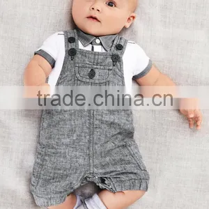 Wholesale Boutique Kids Jean Pants Baby Clothes Set Summer Denim Overalls for Baby Boy thumbnail-1