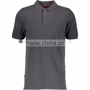 Mens Premium Quality Grey Blank Cotton Polo Shirt With Contrast Buttons thumbnail-1