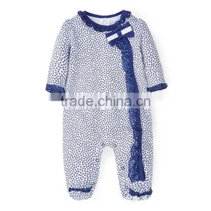 Cotton Ruffle Lace Long Sleeve Long Leg Baby Boys Romper thumbnail-1