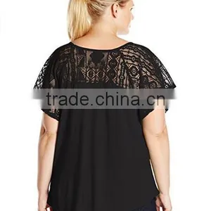 OEM Plus Size Women Clothing Ladies Plus Size Lace Tshirt thumbnail-4