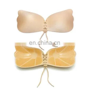 Women Self Adhesive Strapless Bandage Stick Silicone Push Up 1/2 Cup Invisible Fly Bra thumbnail-1