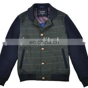 Fashion Plain Woolen Classic Varsity Jacket Men thumbnail-1