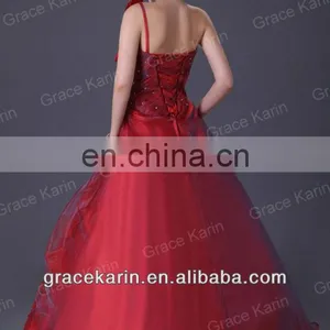 Grace Karin New Style of One Shoulder Red Floor Length Red Quinceanera Dresses CL2514 thumbnail-2