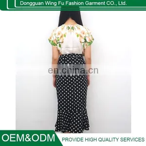 High Quality Cheap Price Latest Skirt Design Women Black and White Wave Point Fishtail Skirt thumbnail-4
