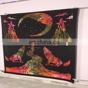 Wholesale 100% Cotton Hippie Psychedelic Sun and Moon Tapestry thumbnail-2