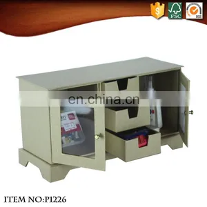Sturdy Kraft Paper Storage Cabinet With 3 Drawers and Window Door thumbnail-2