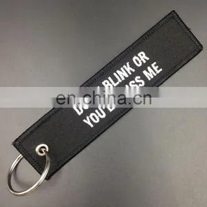 Customized Embroidery Keyring Jacquard Fabric Keyring Airlines Key Ring thumbnail-4