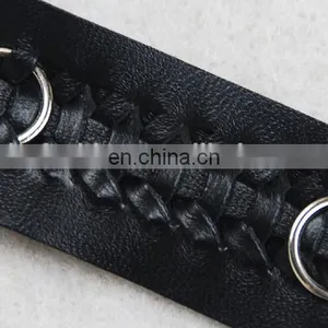 Top Hot Design Fashion Black Braided PU With Metal Eyelet Trim Tape thumbnail-4