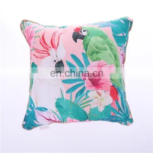 Recycling Custom Animal Toucan Printed Pillow Polyester Canvas Water Resistant Outdoor Cushion for Home Decor Sofa thumbnail-3