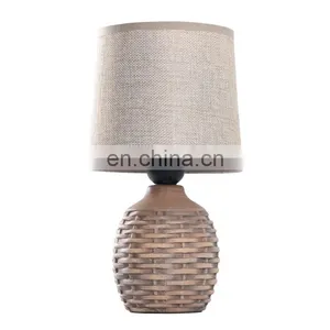 European Style Antique Ceramic Table Lamp and Ratton Pattern Desk Lamp thumbnail-5