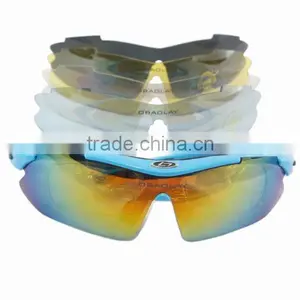 Blue Frame Outdoor Hunting Golf Fishing Hiking Sport Riding Skiing Uv400 Polarized Sunglasses Glasses 5 Lenses Case thumbnail-4