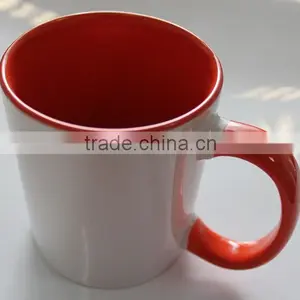 350ml Handle And Inner Colorful Sublimation Coated White Drinking Mug thumbnail-3