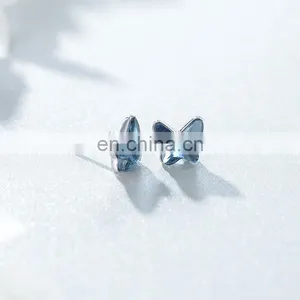Custom Sterling Silver 925 Wholesale Pure Gold Jewelry Butterfly Hoop Earrings thumbnail-2