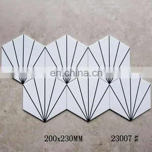 Hexagonal Brick 230*200*115 mm Black and White Rays Pattern Classic Tea Bar Clear Bar Anti-slip Wall Tile Floor Tiles thumbnail-2