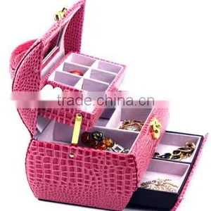 Pink Two-layer Lint Jewelry Box With Drawers,jewelry Box Making Supplies thumbnail-3