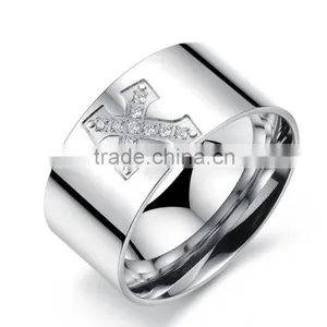 316L Stainless Steel Men's Ring Cross Retro Swagger Punk Rock Goth Band Boyfriend Gift thumbnail-2