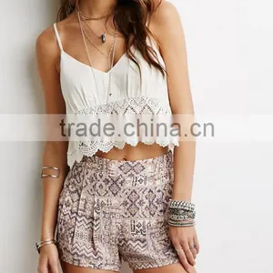 2015 China Manufacturer Customized Latest Design Casual Women Print Shorts thumbnail-2