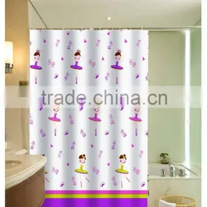 Lovely Design for Children Waterproof Polyester Flower Printed Shower Curtain thumbnail-6