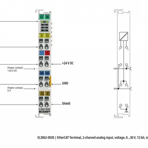 BECKHOFF EL3062-0030 EtherCAT 2 Channel Analog Input Module 0-10V Voltage Input Industrial Automation IO Terminal PLC Module thumbnail-1