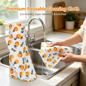 Premium Microfiber Cleaning Cloth Gold Supplier Custom Logo Kitchen Towels Dish Cloths Wholesale Cleaning Cloth thumbnail-1