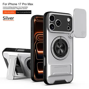 Suitable for Apple 17promax All-inclusive Mobile Phone Case Litchi Pattern Magnetic Invisible Bracket 18/17p Advanced Protective Cover thumbnail-1