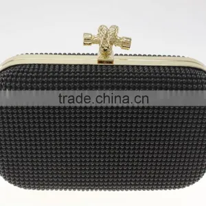 Black Cross Shaped Clasp Clutch Bag With Mesh Aluminum Available Color thumbnail-2