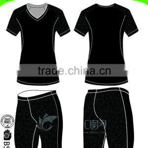 Womens Compression Sports Skin Tight Set Short Sleeves Top+Shorts thumbnail-1