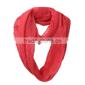 Custom Solid Color Plain Polyester Cotton Circle Scarf thumbnail-2